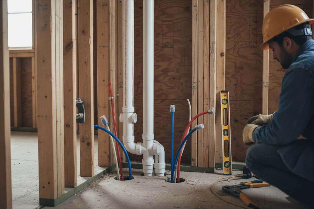 Drain and supply rough-in during Toilet Repair and Installation in Harrington Park